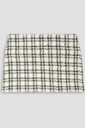 ALICE+OLIVIA Alice Olivia - Minirock aus kariertem Bouclé-Tweed - Weiß - US 12