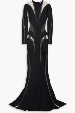 MUGLER Trägerloses Minikleid aus Baumwollsamt und gepunktetem Taft - - FR 34