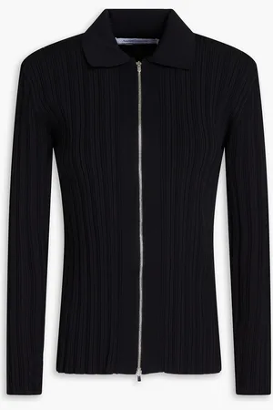 Another Tomorrow Pullover aus Rippstrick mit Reißverschluss - - XS