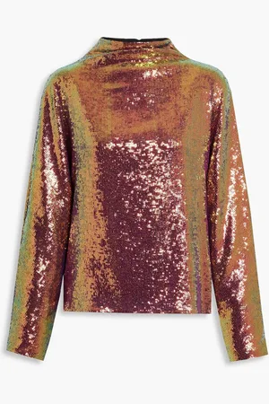 LAPOINTE Changierendes Oberteil aus Mesh mit Pailletten - Metallic - XS