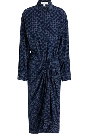 Michael Kors Bedrucktes Midikleid aus Crêpe de Chine aus Seide - Blau - US 14