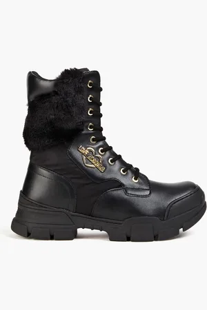 Moschino Combat Boots aus Kunstleder mit Besatz aus Kunstfell - - EU 35