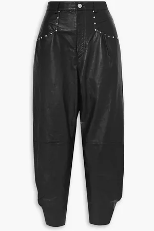 Isabel Marant Karottenhose aus Leder mit Nieten - - FR 40