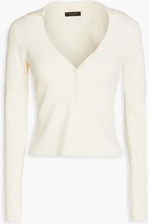 RAG&BONE Asher Cropped Cardigan aus Rippstrick - Weiß - M