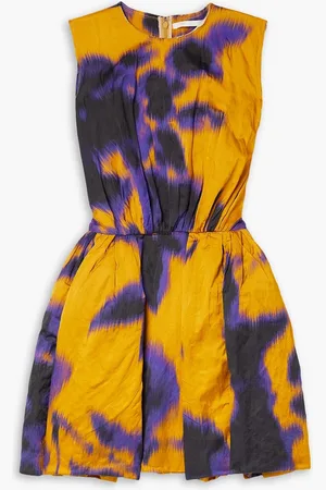 Jason Wu Minikleid aus Baumwollsatin in Knitteroptik mit Print - Gelb - US 10