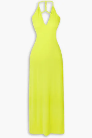 DION LEE Midikleid aus Cady mit freier Rückenpartie und Kordeln - Gelb - UK 14