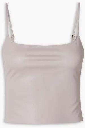 Commando Cropped Tanktop aus Stretch-Kunstleder - Grau - XS