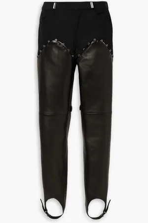 DION LEE Wandelbare Steghose mit geradem Bein aus Leder mit Twill-Einsätzen - - UK 10