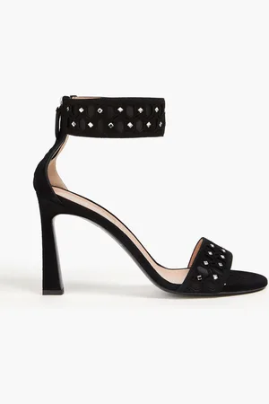 Alberta Ferretti Sandalen aus lasergeschnittenem Veloursleder mit Kristallverzierung - - EU 37.5