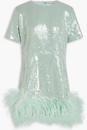 16Arlington Minikleid aus Mesh mit Pailletten und Federverzierung - - UK 14