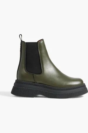 Ganni Chelsea-Boots aus Leder mit Plateausohle - Grün - EU 36