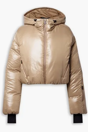 Aztech Daisy Nuke wattierte Skijacke mit Kapuze, Daunenfüllung und Metallic-Effekt - Neutral - IT 48