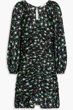 Sandro Minikleid aus Twill mit floralem Print und Raffungen - - FR 42