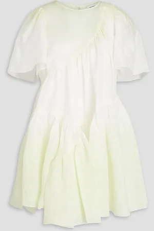 Sandro Gestuftes Minikleid aus Gaze aus einer Leinenmischung mit Farbverlauf - Weiß - FR 40