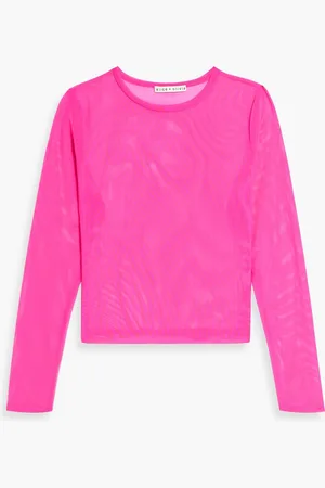 ALICE+OLIVIA Alice Olivia - Delania Cropped Oberteil aus Mesh - Pink - XS