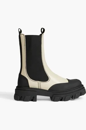 Ganni Zweifarbige Chelsea-Boots aus Leder mit Gummibesatz - Weiß - EU 35