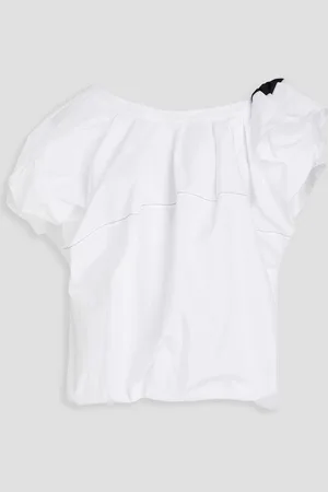 3.1 Phillip Lim Oberteil aus Popeline aus einer Baumwollmischung mit Rüschen und asymmetrischer Schulterpartie - - S