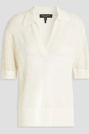 RAG&BONE Leah Poloshirt aus Lochstrick - Weiß - S
