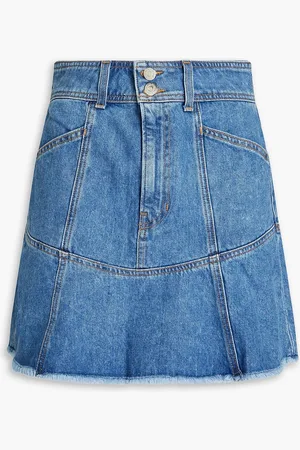 VERONICA BEARD Minirock aus Denim mit Fransen - Blau - US 10