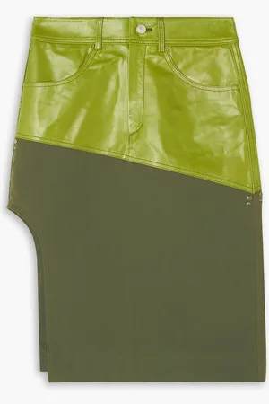 Andersson Bell Sevilla asymmetrischer Rock aus Leder und Twill aus einer Baumwollmischung - Grün - DE 36