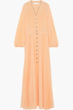 Chloé Maxikleid aus Seiden-Georgette mit Falten - Orange - FR 34