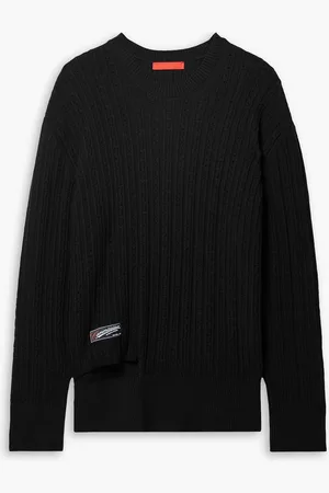Commission Pullover aus gerippter Baumwolle in Pointelle-Strick mit Cut-out und Applikation - - S