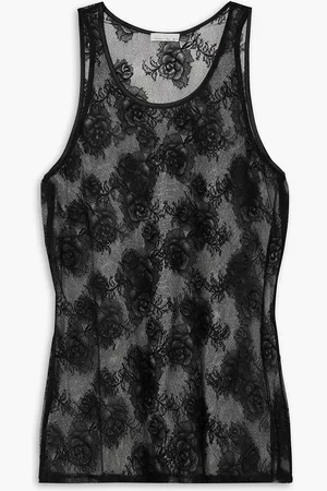 FLEUR DU MAL Tanktop aus Spitze mit Satinbesatz - - M