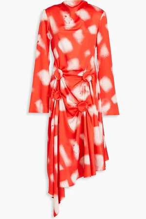 J.W.Anderson Drapiertes Midikleid aus Satin mit Print - Rot - UK 6