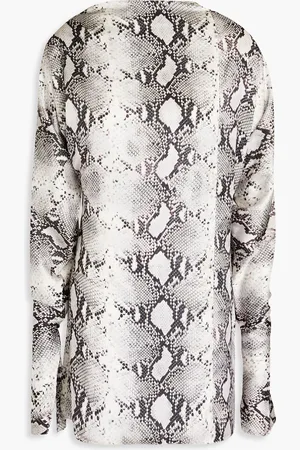 16Arlington Flora Minikleid aus Satin mit Schlangenprint und Rückenausschnitt - Grau - UK 4