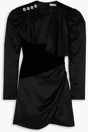 Alessandra Rich Minikleid aus Stretch-Samt und Seidensatin mit Raffungen und Kristallen - - IT 44