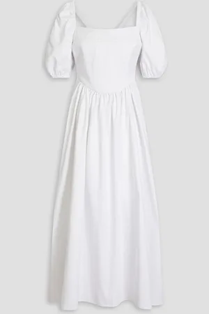 ROSETTA GETTY Gerafftes Midikleid aus Baumwoll-Twill - - US 6