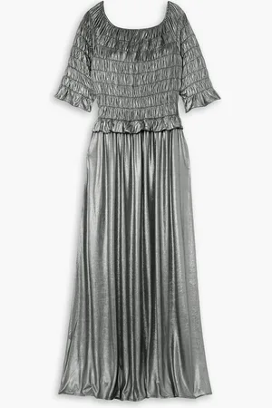 BATSHEVA Oak Maxikleid aus Stretch-Lamé mit Raffungen in Metallic-Optik - Metallic - US 2