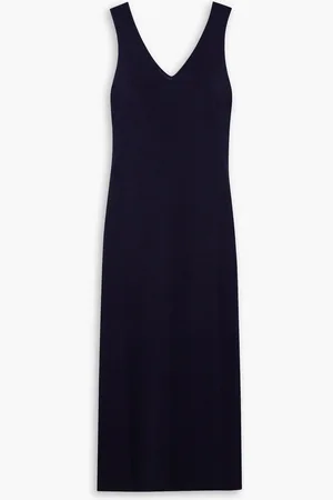 Allude Midikleid aus gerippter Wolle - Blau - XL