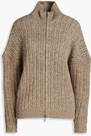 GENTRYPORTOFINO Cardigan aus Pointelle-Strick aus einer Alpakamischung - Neutral - IT 40