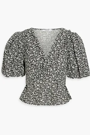 Derek Lam Oberteil aus einer Leinenmischung mit floralem Print und Twist-Detail - - US 10