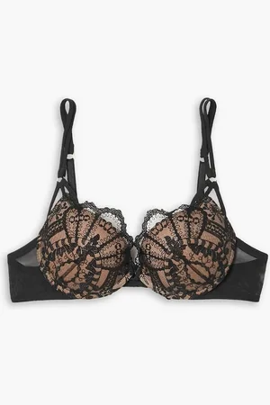 I.D. Sarrieri Rose Noir bestickter Bügel-BH aus Tüll und Satin - - 40 B