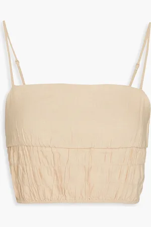 ONIA Air Cropped Tanktop aus einer Leinenmischung mit Raffung - Neutral - L