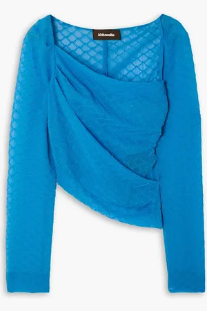 Ahluwalia Asymmetrisches Oberteil aus Cloqué - Blau - UK 6