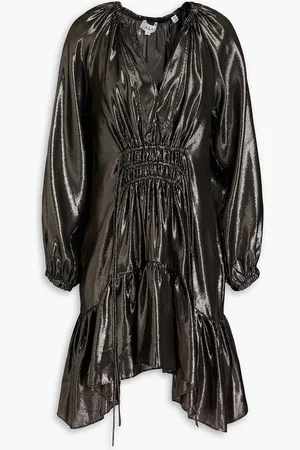 A.L.C. Suri gerafftes Minikleid aus einer Seidenmischung mit Metallic-Effekt - Metallic - US 2