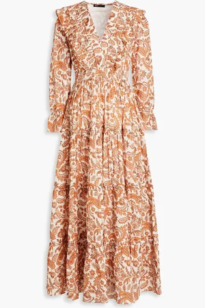 Maje Maxikleid aus Baumwolle mit Paisley-Print und Raffung - - FR 34