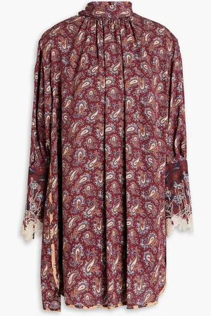 Chloé Gerafftes Minikleid aus Seiden-Crêpe mit Paisley-Print - Rot - FR 42