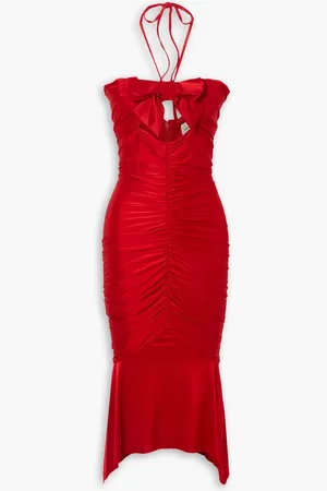 ALEXANDRE VAUTHIER Neckholder-Midikleid aus Stretch-Satin mit Twist-Detail an der Vorderseite - - FR 42