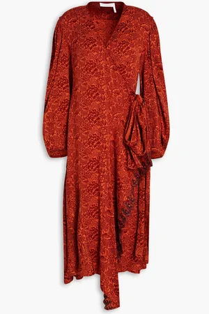 Chloé Wickelkleid aus Jacquard mit Stickereien - Rot - FR 40