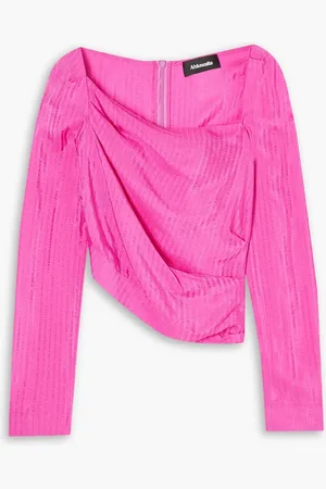 Ahluwalia Asymmetrisches Oberteil aus glänzendem Jersey mit Raffung - Pink - UK 16