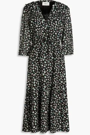 Bash Midikleid aus einer Baumwollmischung mit Print und Rüschenbesatz - - 0