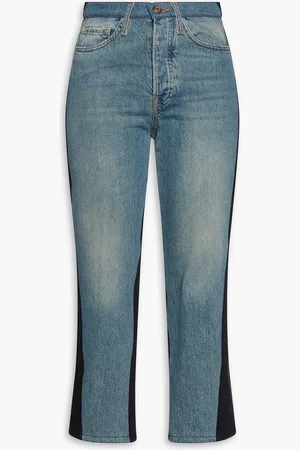 3x1 Sabina zweifarbige hoch sitzende Cropped Karottenjeans - Blau - 25