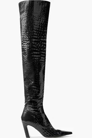 Khaite Marfa Overknees aus Leder mit Krokodileffekt - - EU 36.5