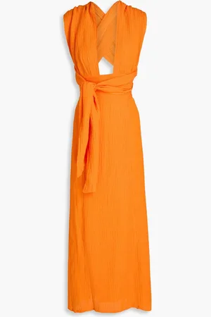 FAITHFULL THE BRAND Tropiques wandelbares Maxikleid aus einer Leinenmischung in Knitteroptik - - UK 12