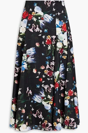 Erdem Midirock aus Satin mit floralem Print - - UK 12