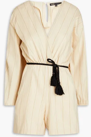 Maje Playsuit aus Twill mit Wickeleffekt und Nadelstreifen - Neutral - FR 40